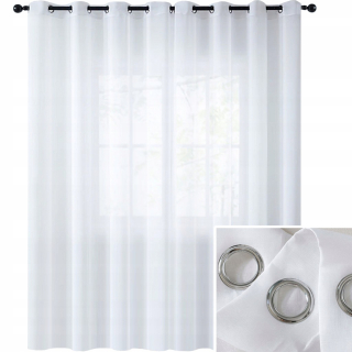 Biela voalová záclona na priechodkách 300x230 cm, jednoduchá a elegantná